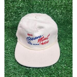Vntg 1988 Nissan Mint 400 Del Webb Hdra Cap OSFM White Rope corduroy cap Cotton